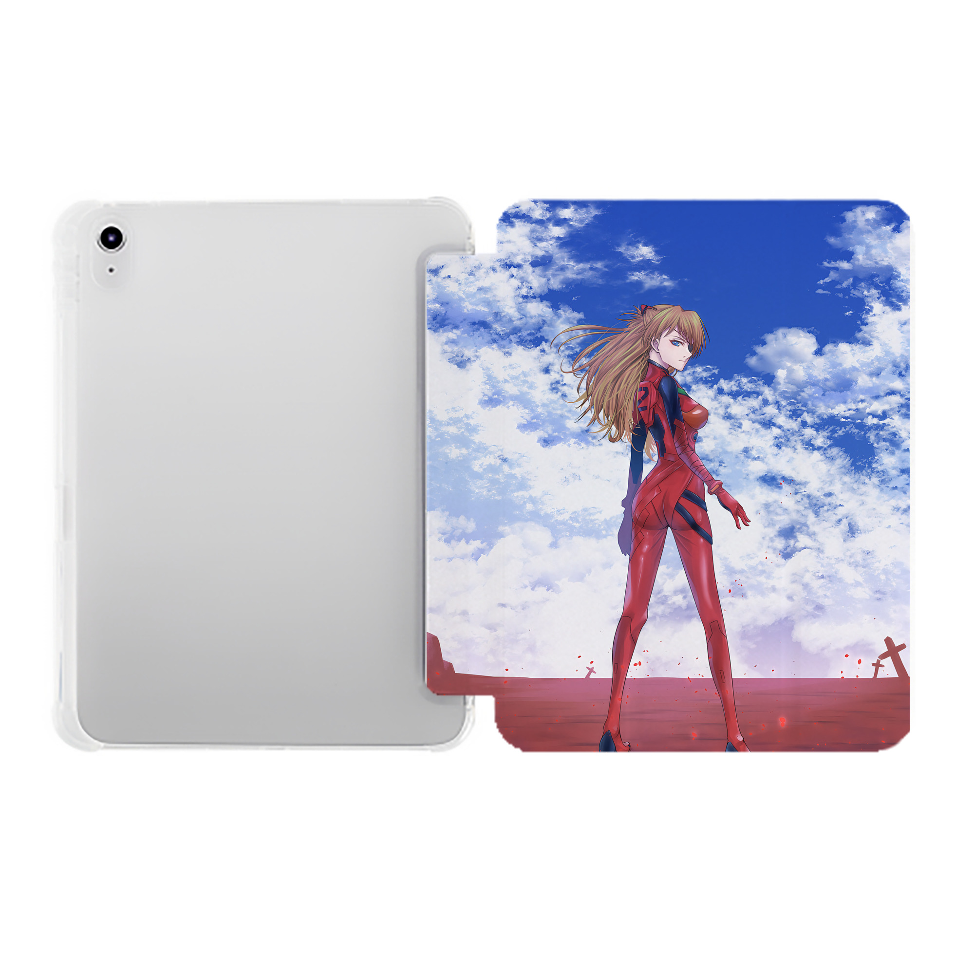 （画像用） EVA 新世紀エヴァンゲリオン IPad ケース ペン収納付き 三つ折りスタンド PUレザー×シリコン 対応機種9.5/10.5/10.9インチ
